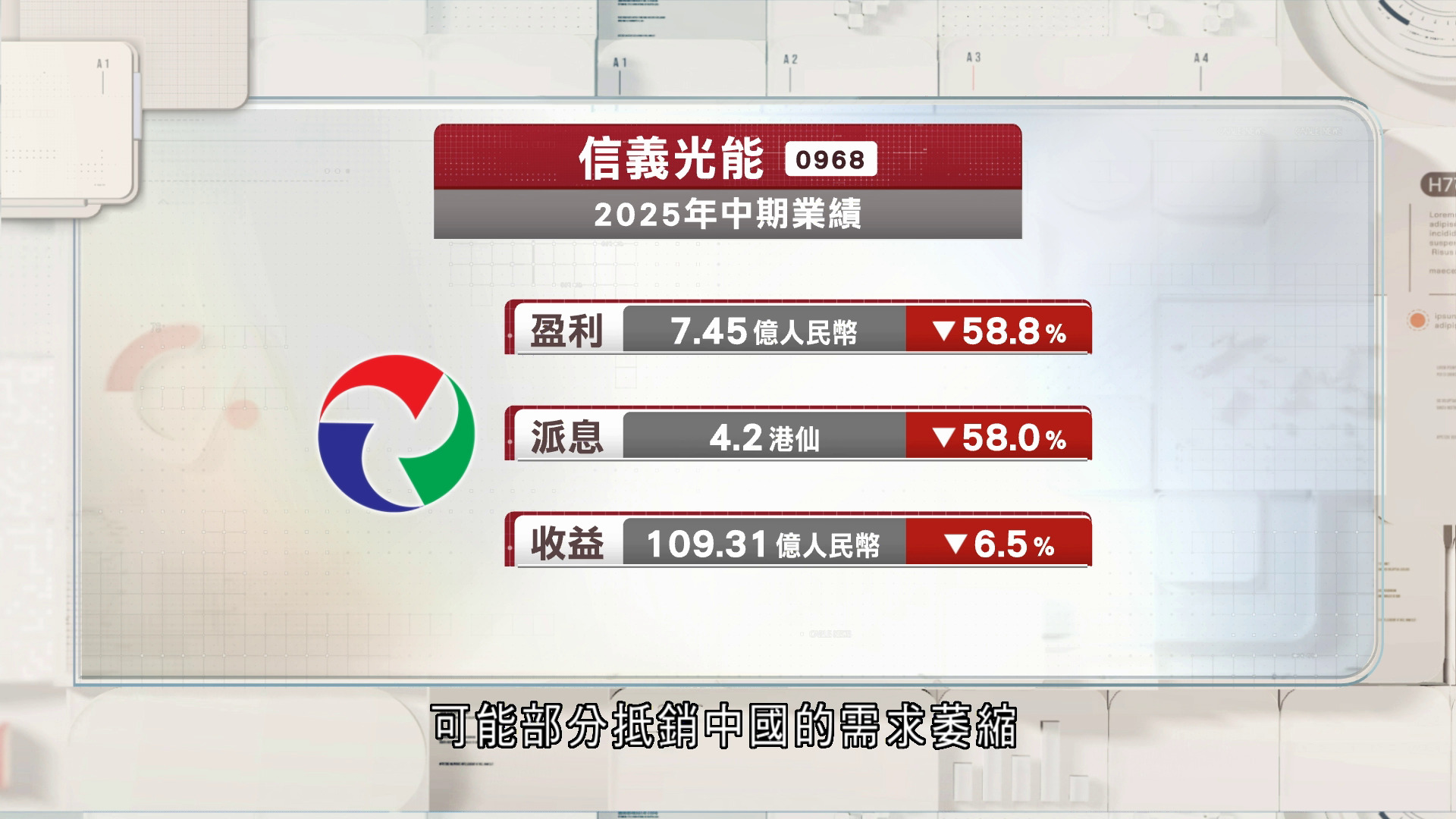 信義光能中期少賺58.8%　派息4.2港仙