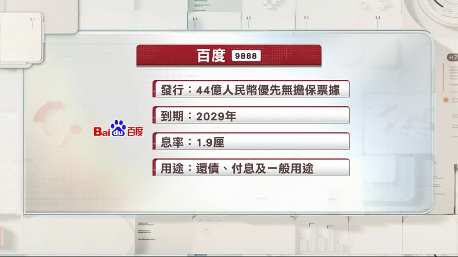 百度發44億人民幣優先票據