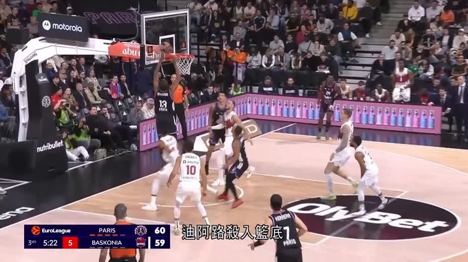 歐洲籃球聯賽｜巴黎18分擊敗巴斯高尼亞