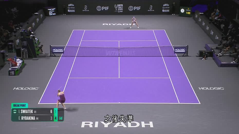 女子網球年終賽　施維雅迪分組賽不敵莉芭堅娜