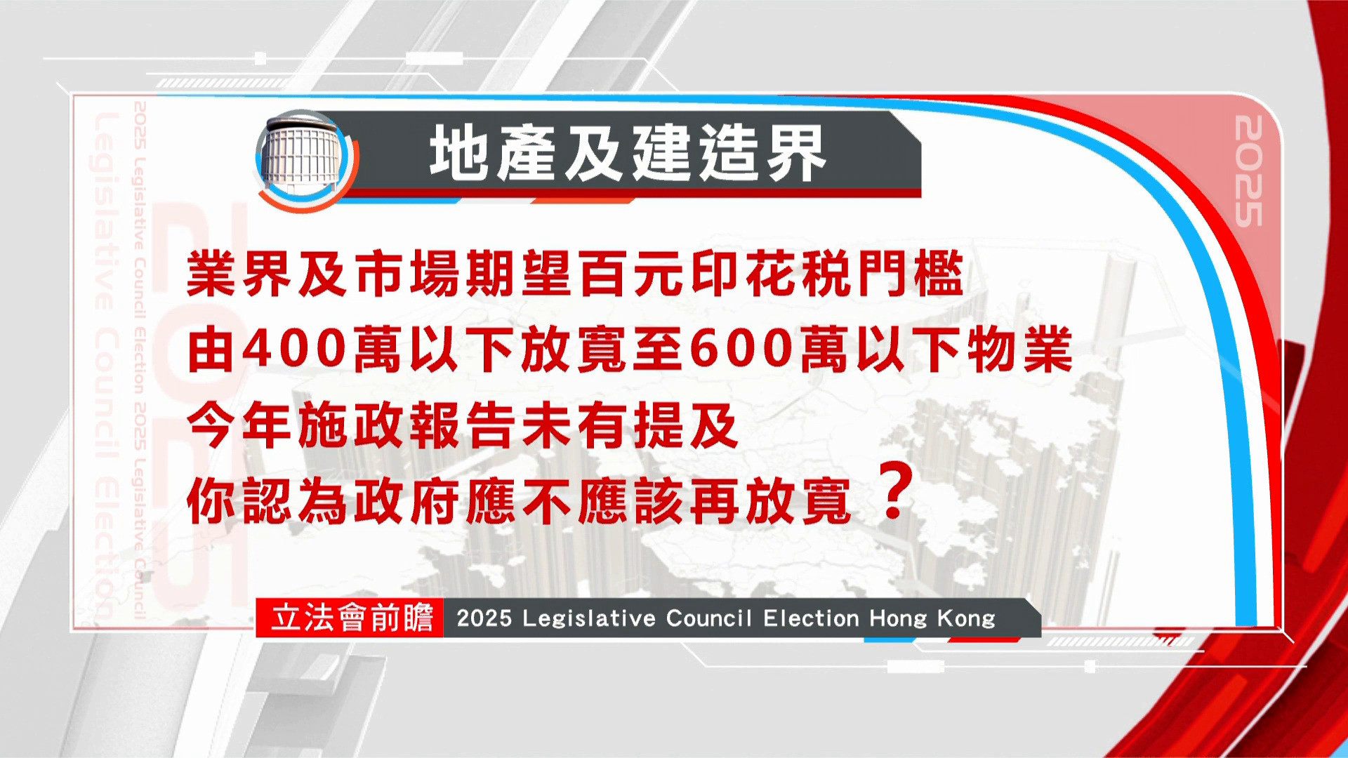 立法會選舉前瞻｜地產及建造界：政府應否放寬印花税門檻？