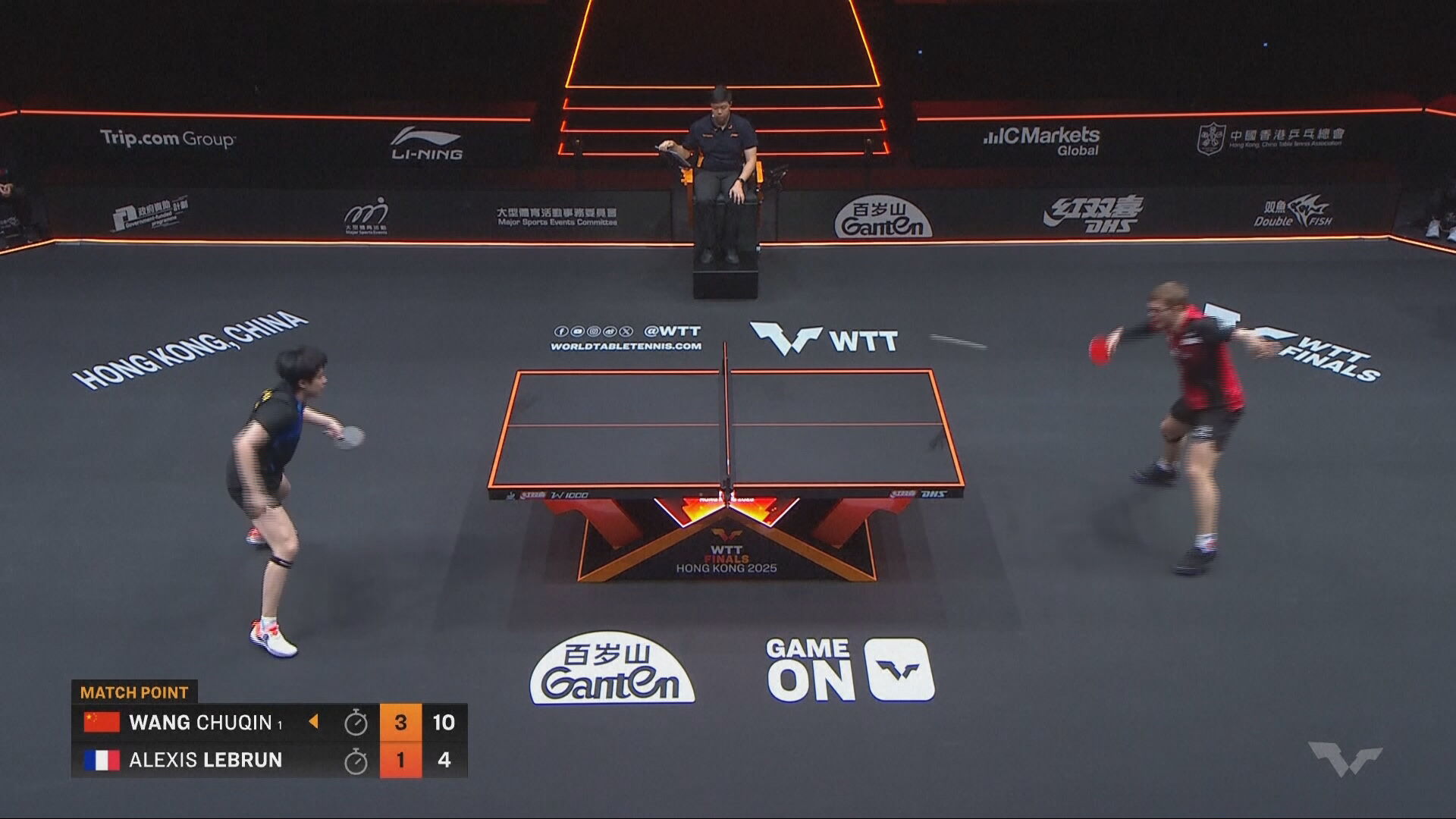 乒乓WTT總決賽｜王楚欽勝阿歷斯勒賓入4強