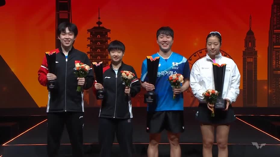 乒乓WTT總決賽｜林鐘勳、申裕斌挫王楚欽、孫穎莎　混雙奪冠