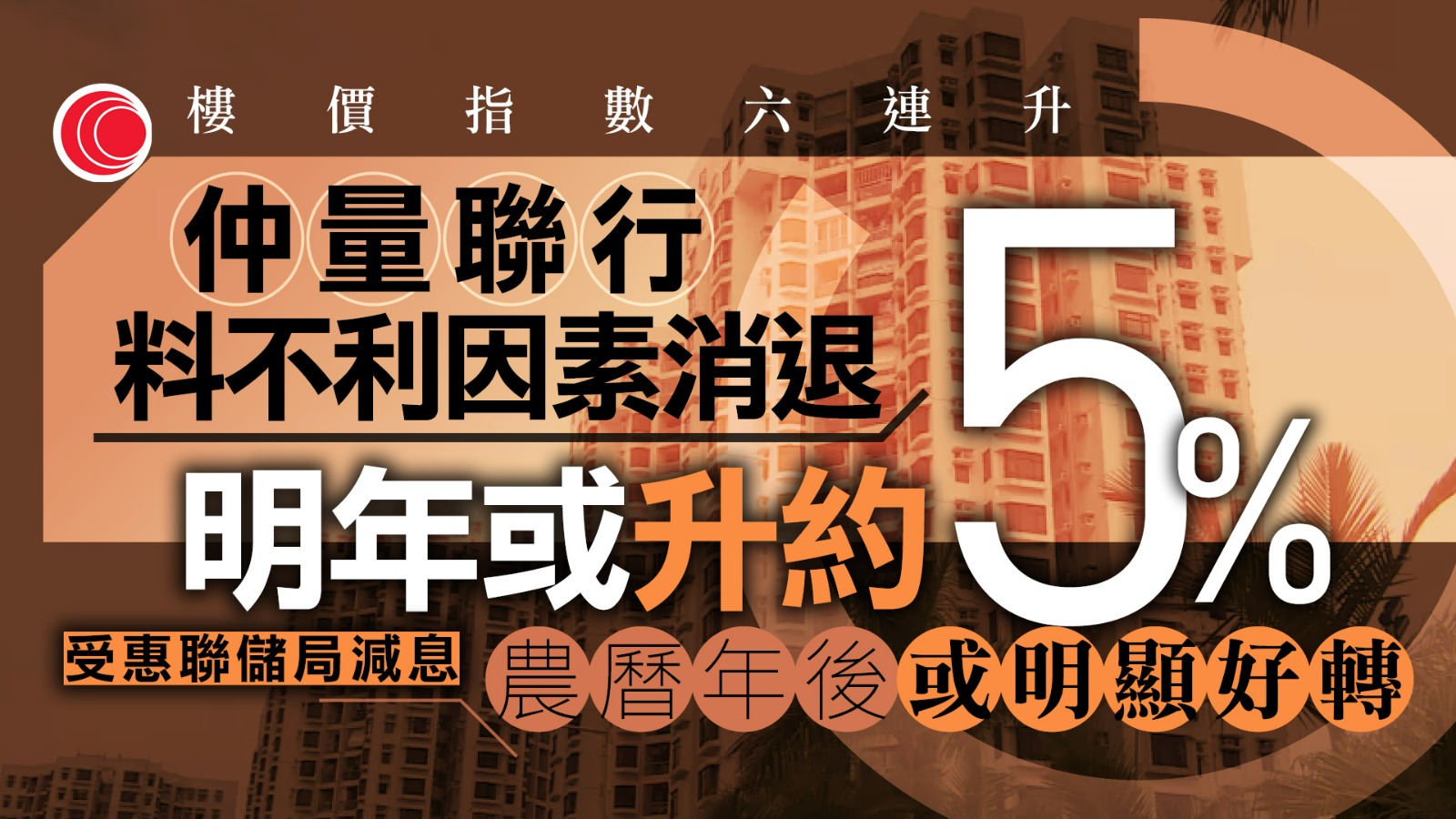 官方樓價指數六連升　分析指不利因素已逐步消退