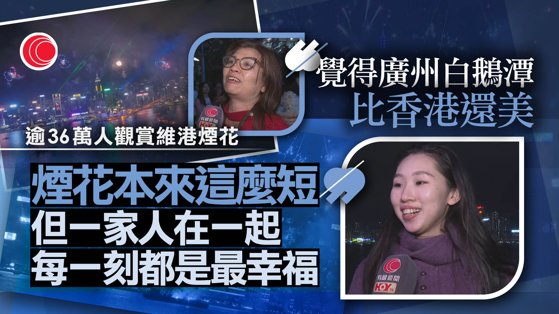 新春煙花匯演｜逾36萬人維港兩岸觀賞　遊客：從沒看過這麼美的