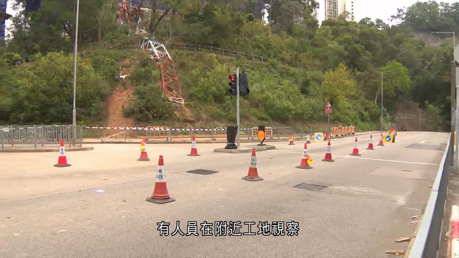 葵盛圍地盤塌天秤　附近部分道路仍封閉
