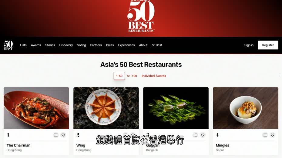 亞洲50最佳餐廳　中環「大班樓」、「永」包辦頭兩位　林建岳：爭取更多宣傳