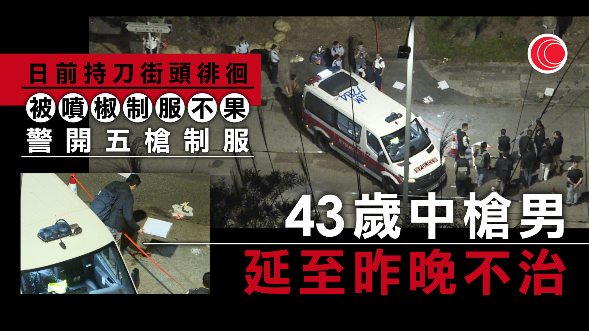 葵涌警員開槍案｜43歲男子中兩槍　延至昨晚不治