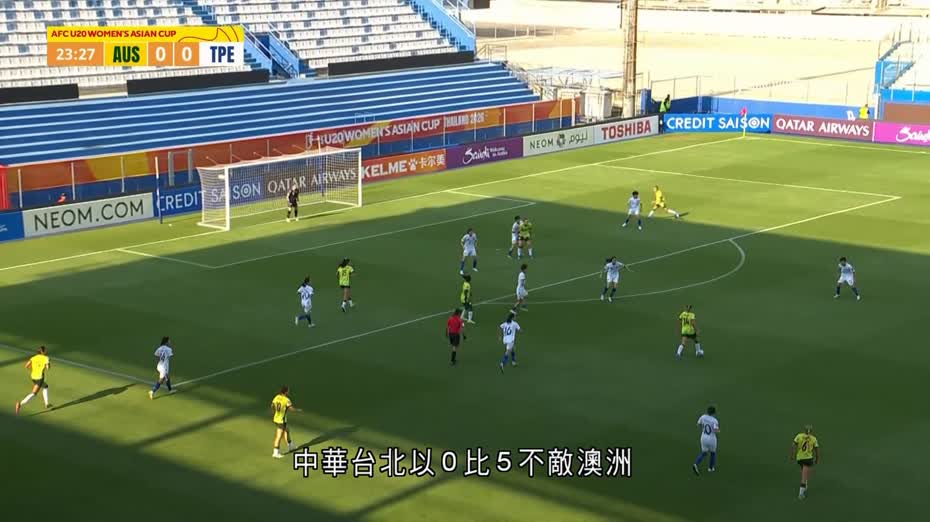 U20亞洲盃女足　中華台北首場吞5蛋　不敵上屆季軍澳洲