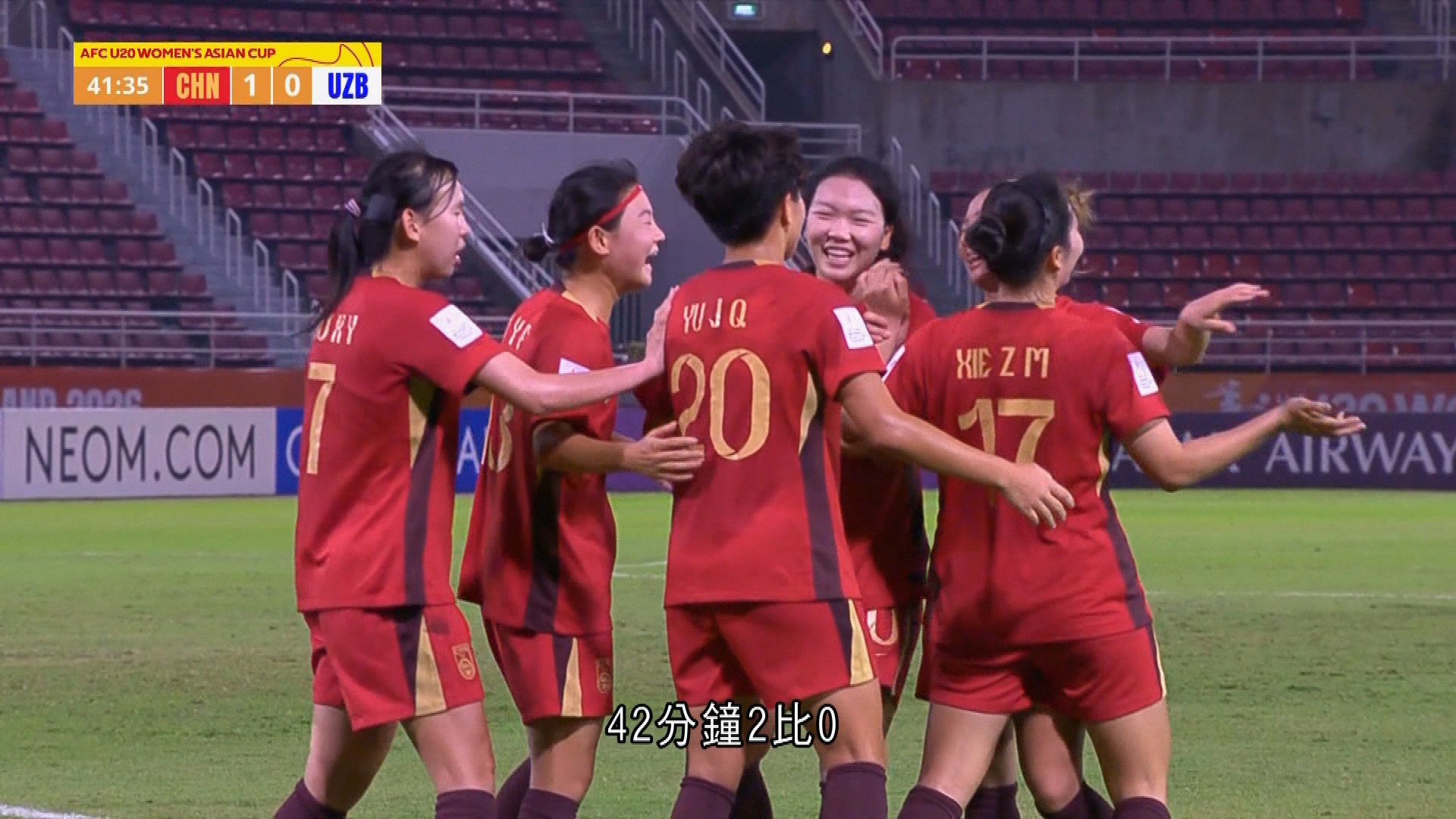 U20亞洲盃女足八強　中國2比1險勝烏茲別克　四強硬撼日本爭入決賽