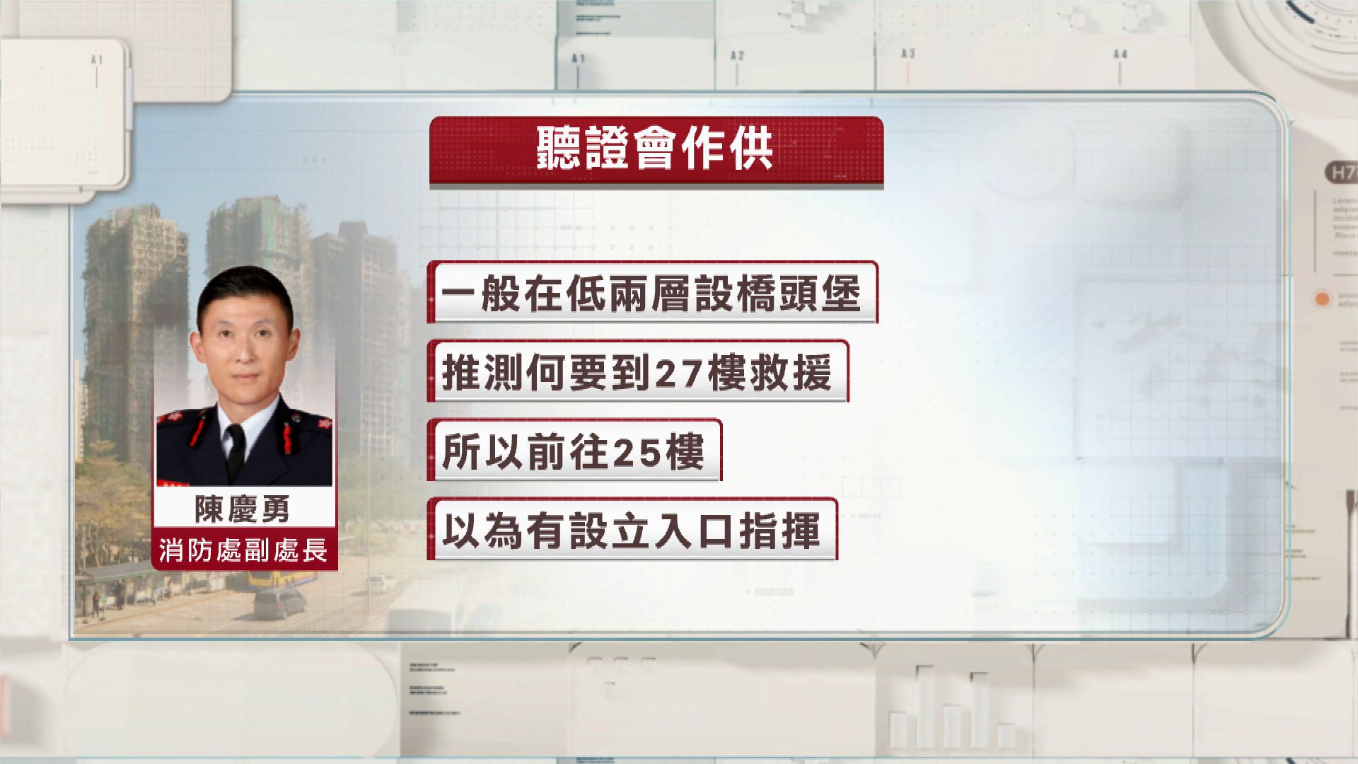 宏福苑聽證會｜何偉豪氣樽損壞、未啟動定位　消防副處長：或誤以為宏泰25樓設入口指揮