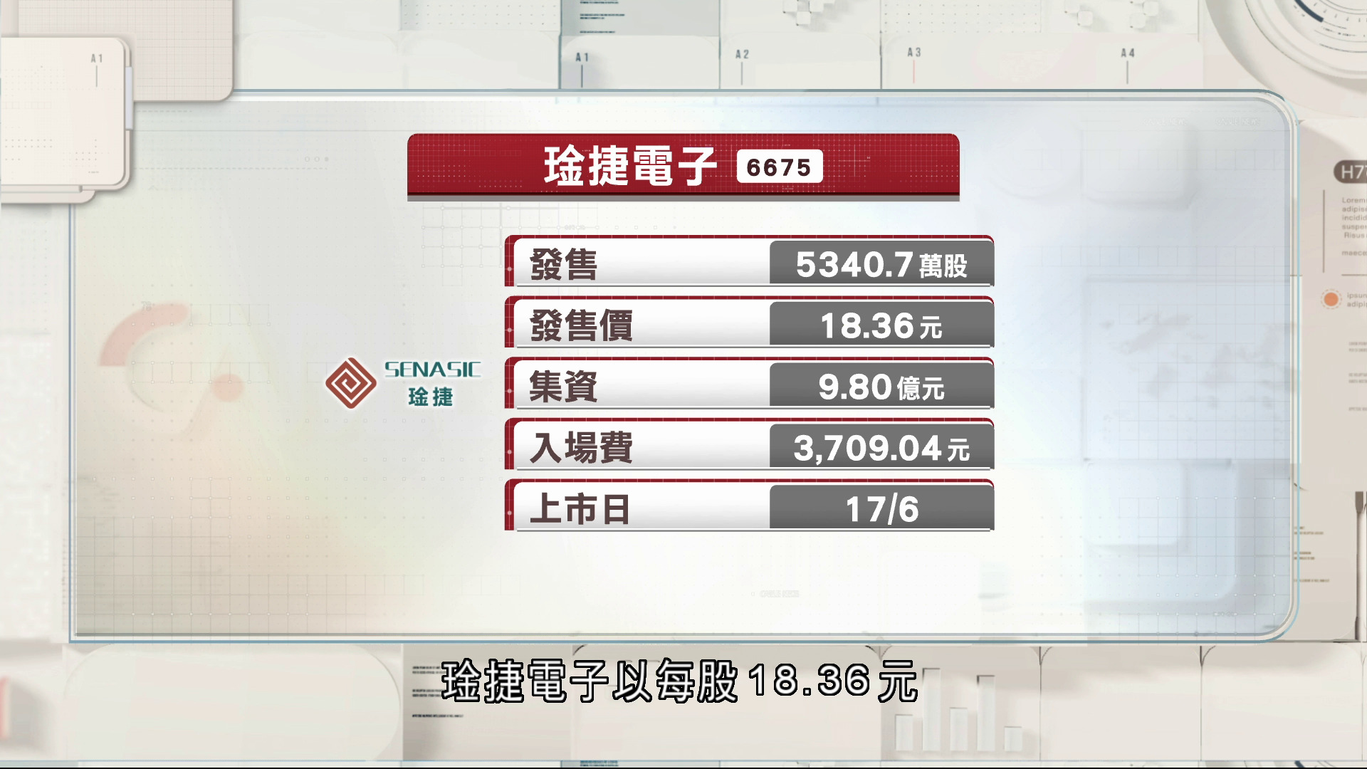 琻捷電子科技首日招股　入場費約3,709元