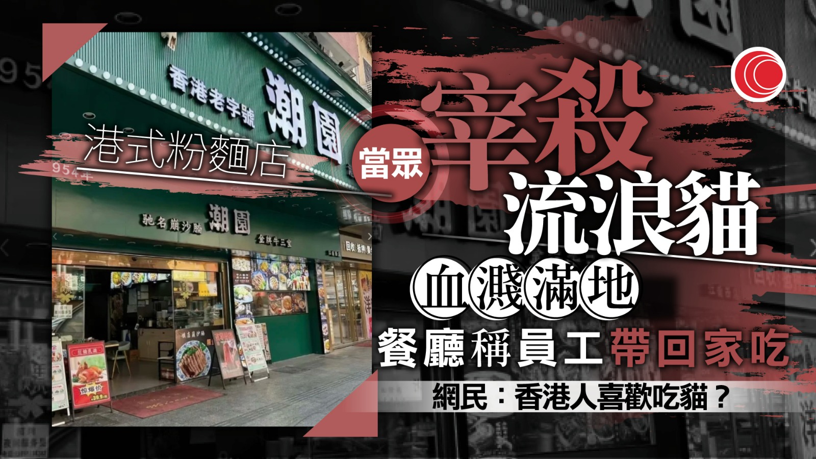 廣州港式粉麵店驚爆當眾剁殺流浪貓　負責人稱員工帶回家吃　網民震驚：碗麵加咗咩肉？