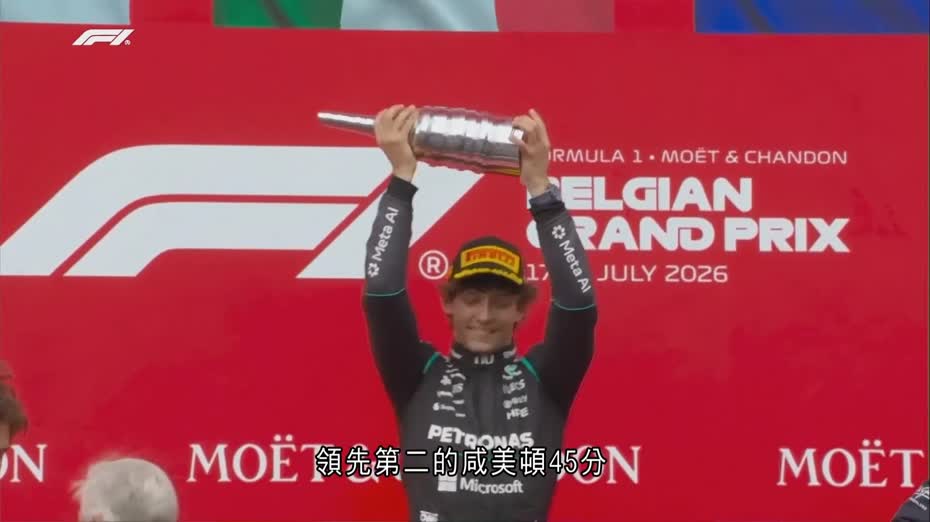 F1｜平治安東尼利贏比利時站　擴大榜首優勢