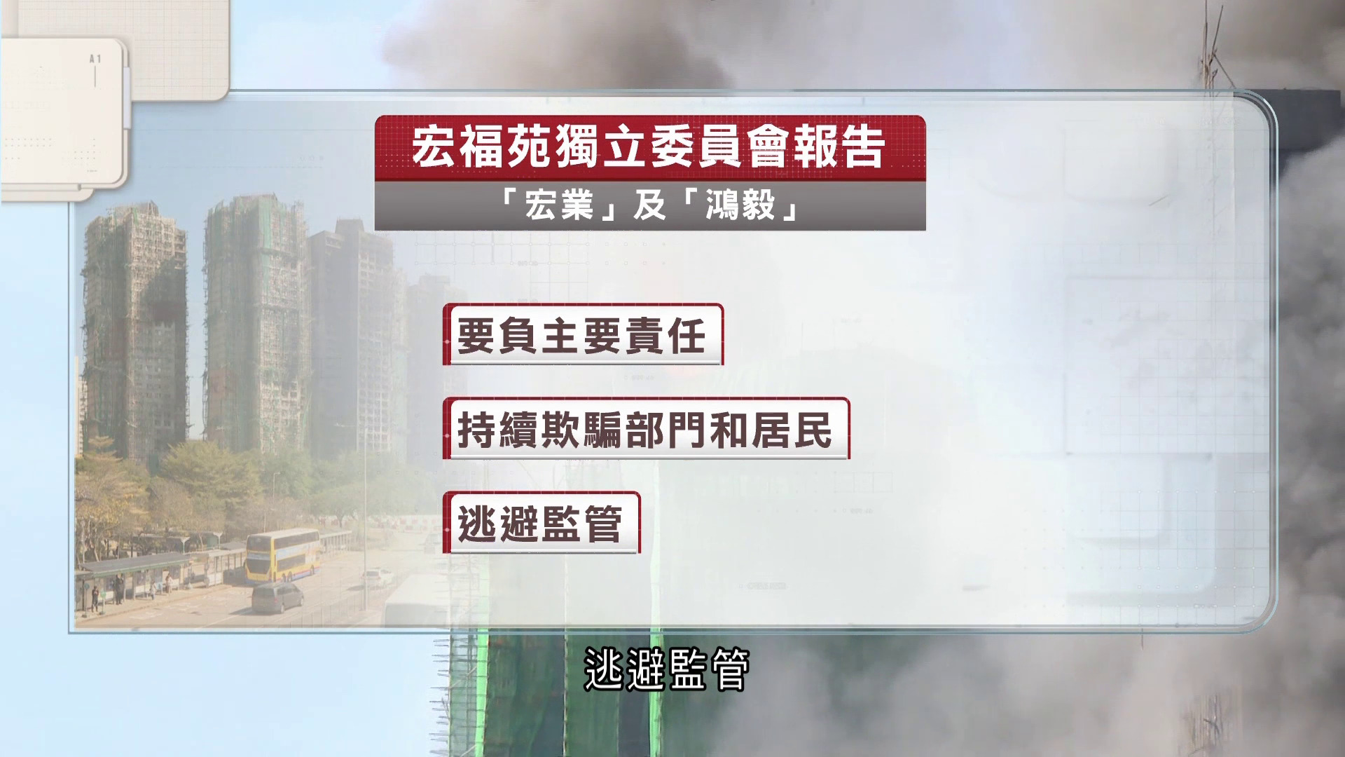 宏福苑｜獨委會報告指宏業、鴻毅要負主責　點名四政府部門、房屋局ICU監管不力責任最大