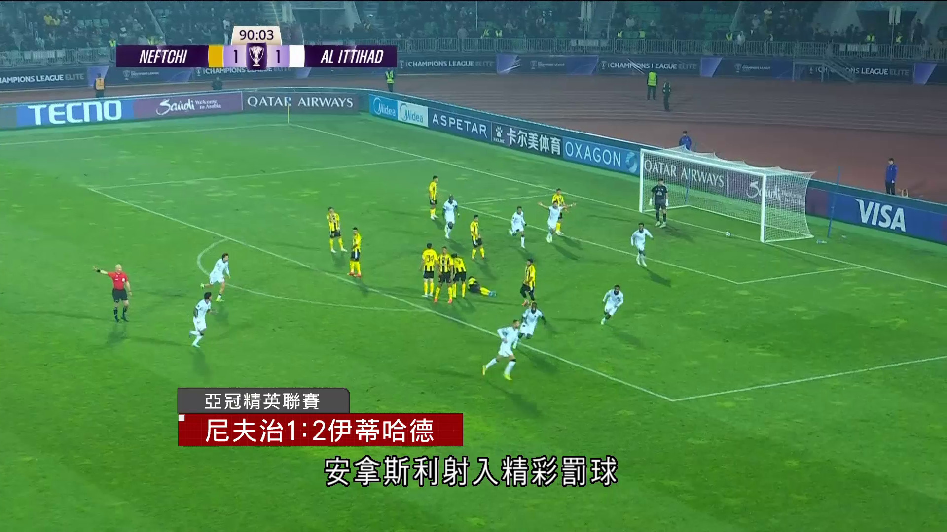 亞冠精英聯賽　伊蒂哈德作客2比1反勝尼夫治